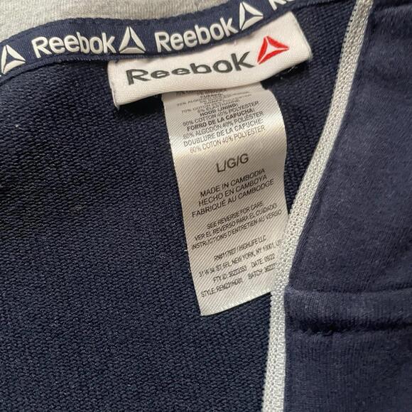 Reebok Hoodie Mens Large White x Blue Sweatshirt Long Sleeve - Picture 5 of 5